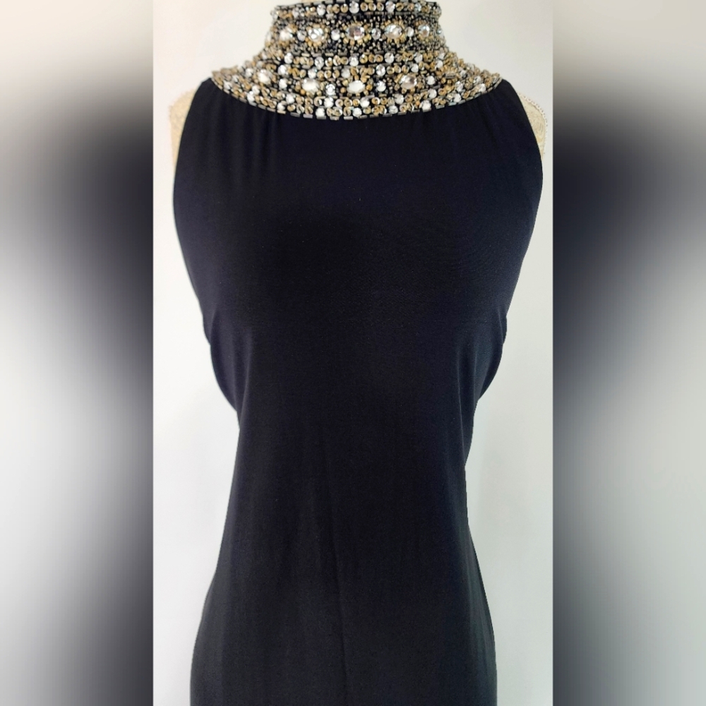 SLNY Embellished Mock Neck Dress